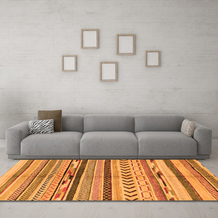 Machine Washable Oriental Orange Modern Area Rugs in a Living Room, wshabs2248org