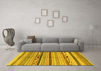 Machine Washable Oriental Yellow Modern Rug, wshabs2248yw