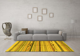 Machine Washable Oriental Yellow Modern Rug in a Living Room, wshabs2248yw