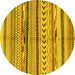 Round Oriental Yellow Modern Rug, abs2248yw