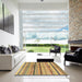 Square Abstract Light Brown Oriental Rug in a Living Room, abs2248