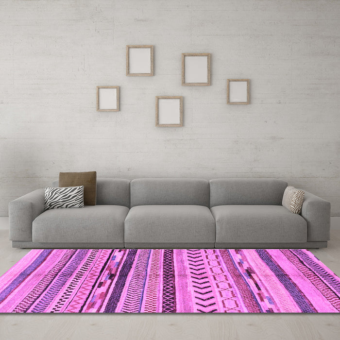 Machine Washable Oriental Purple Modern Area Rugs in a Living Room, wshabs2248pur