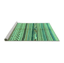 Sideview of Machine Washable Oriental Turquoise Modern Area Rugs, wshabs2248turq