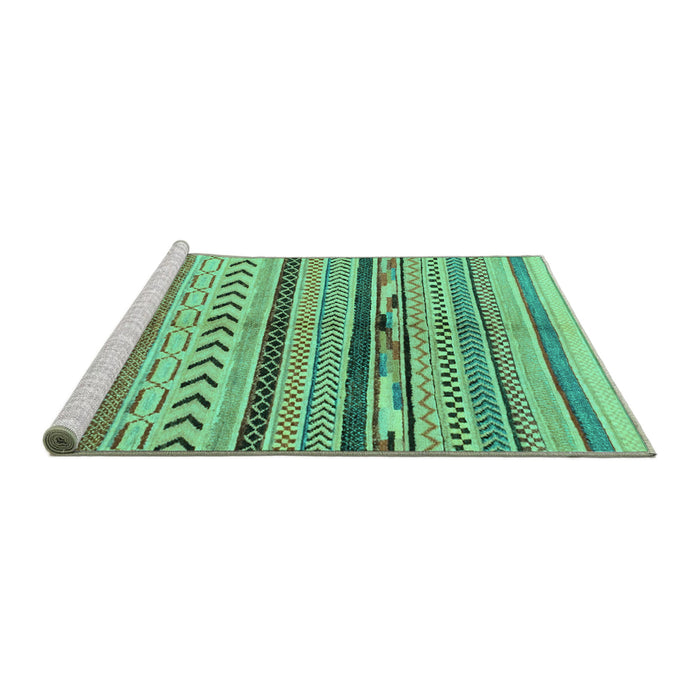Sideview of Machine Washable Oriental Turquoise Modern Area Rugs, wshabs2248turq