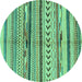 Round Oriental Turquoise Modern Rug, abs2248turq