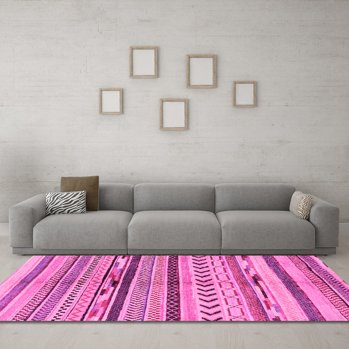 Machine Washable Oriental Pink Modern Rug in a Living Room, wshabs2248pnk