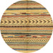 Round Abstract Light Brown Oriental Rug, abs2248