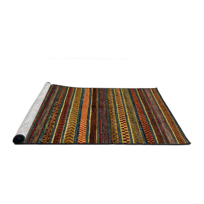 Sideview of Machine Washable Abstract Vermilion Red Rug, wshabs2249