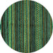 Round Oriental Turquoise Modern Rug, abs2249turq