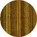 Round Machine Washable Oriental Yellow Modern Rug, wshabs2249yw