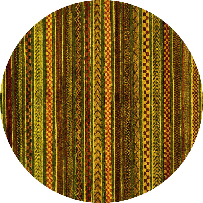 Round Oriental Yellow Modern Rug, abs2249yw