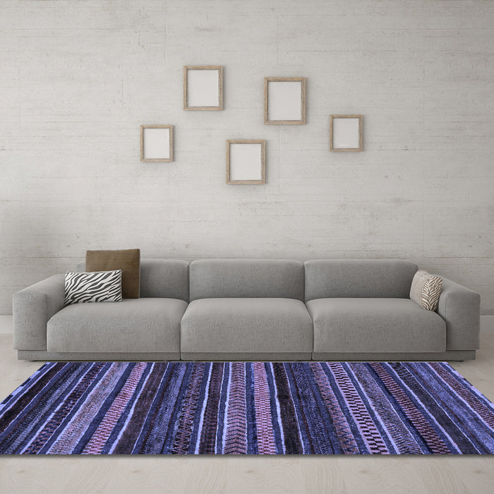 Machine Washable Oriental Blue Modern Rug in a Living Room, wshabs2249blu