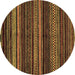 Round Machine Washable Oriental Brown Modern Rug, wshabs2249brn