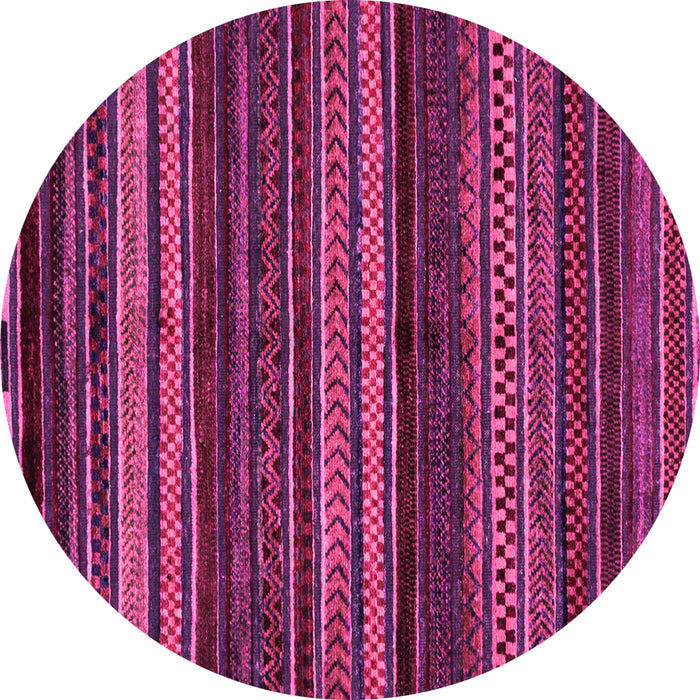 Round Machine Washable Oriental Pink Modern Rug, wshabs2249pnk