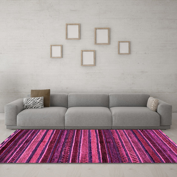 Machine Washable Oriental Pink Modern Rug in a Living Room, wshabs2249pnk