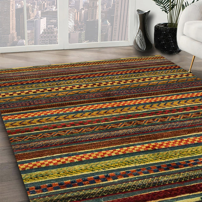 Abstract Red Oriental Rug in Family Room, abs2249