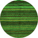 Round Machine Washable Oriental Green Modern Area Rugs, wshabs2249grn