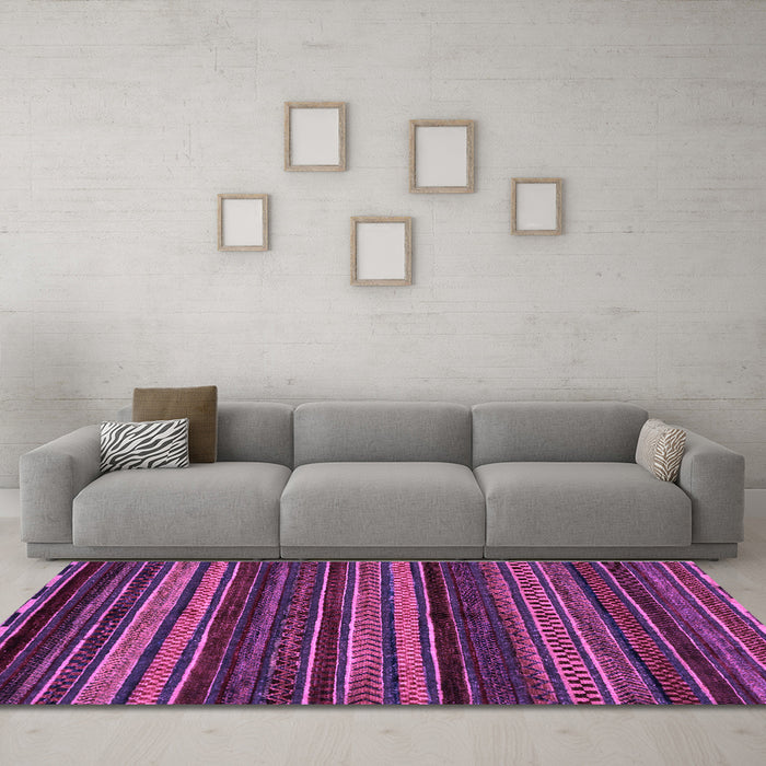 Machine Washable Oriental Purple Modern Area Rugs in a Living Room, wshabs2249pur