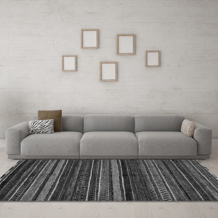 Machine Washable Oriental Gray Modern Rug in a Living Room,, wshabs2249gry
