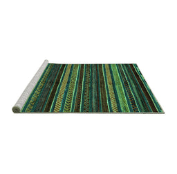 Sideview of Machine Washable Oriental Turquoise Modern Area Rugs, wshabs2249turq