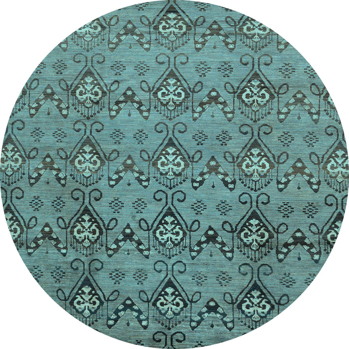 Round Abstract Light Blue Modern Rug, abs224lblu