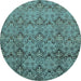 Round Abstract Light Blue Modern Rug, abs224lblu