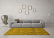 Machine Washable Abstract Yellow Modern Rug in a Living Room, wshabs224yw