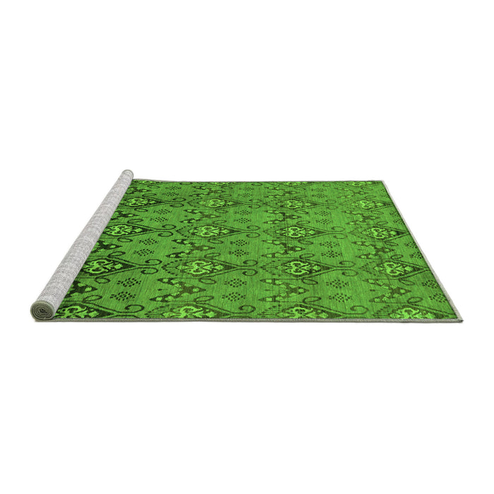Sideview of Machine Washable Abstract Green Modern Area Rugs, wshabs224grn