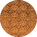 Round Machine Washable Abstract Orange Modern Area Rugs, wshabs224org