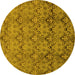 Round Abstract Yellow Modern Rug, abs224yw