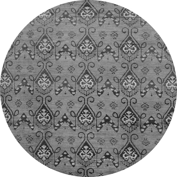 Round Machine Washable Abstract Gray Modern Rug, wshabs224gry