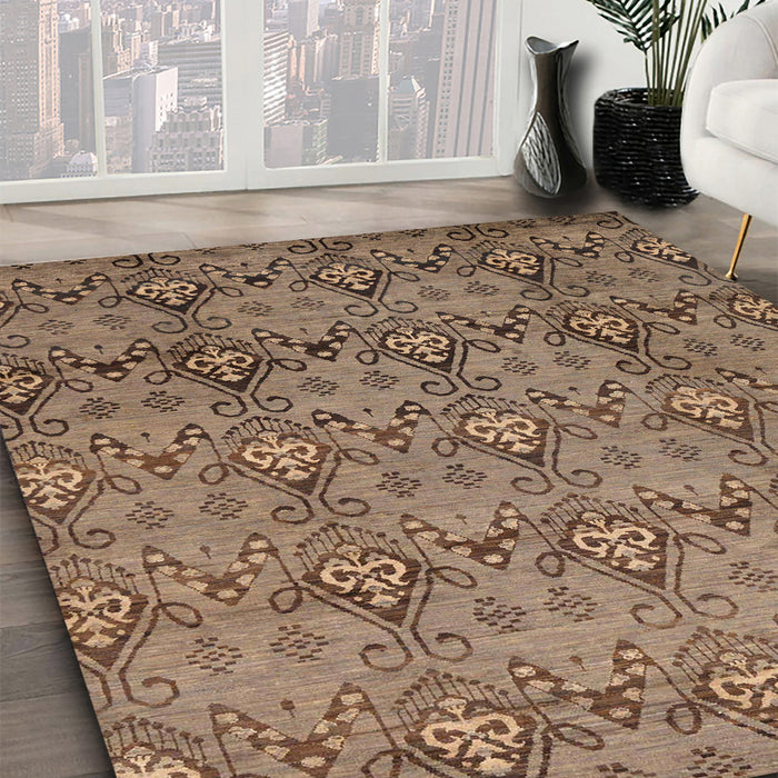 Abstract Orange Brown Modern Rug in Family Room, abs224