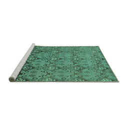Sideview of Machine Washable Abstract Turquoise Modern Area Rugs, wshabs224turq