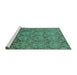 Sideview of Machine Washable Abstract Turquoise Modern Area Rugs, wshabs224turq