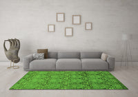 Machine Washable Abstract Green Modern Rug, wshabs224grn