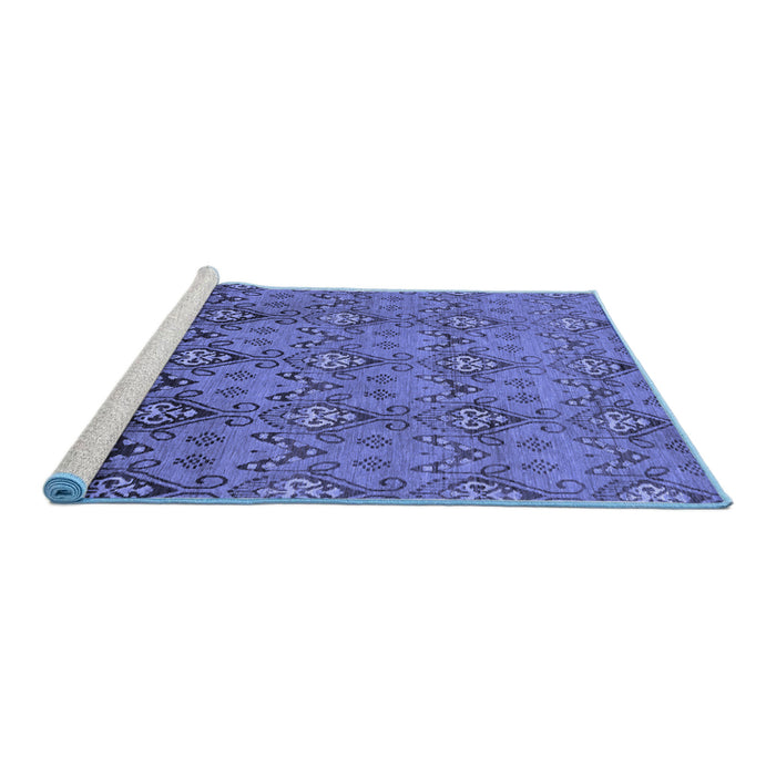 Sideview of Machine Washable Abstract Blue Modern Rug, wshabs224blu