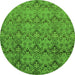 Round Machine Washable Abstract Green Modern Area Rugs, wshabs224grn