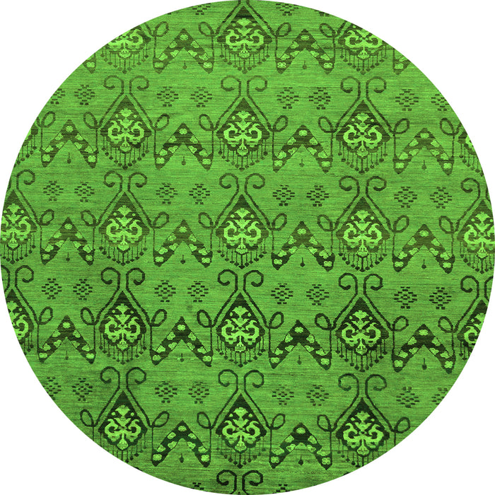 Round Abstract Green Modern Rug, abs224grn
