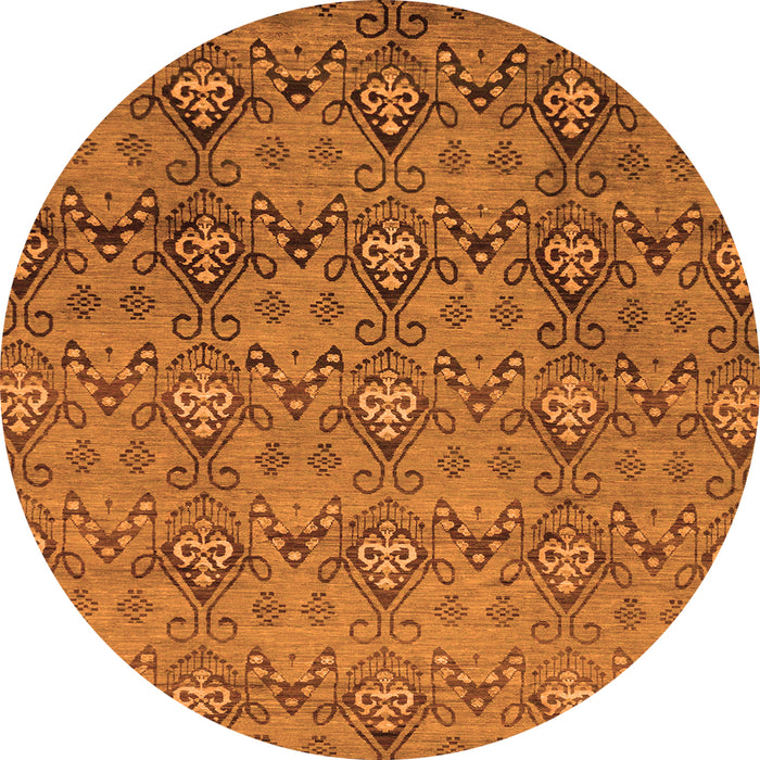 Round Abstract Orange Modern Rug, abs224org