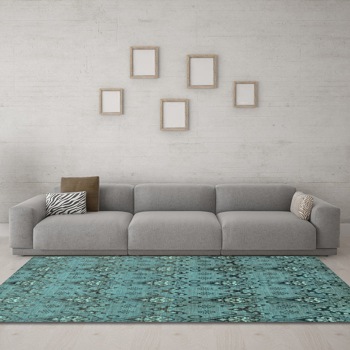 Machine Washable Abstract Light Blue Modern Rug in a Living Room, wshabs224lblu