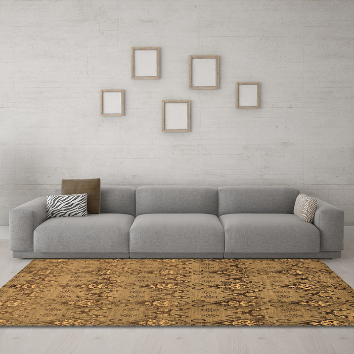 Machine Washable Abstract Brown Modern Rug in a Living Room,, wshabs224brn