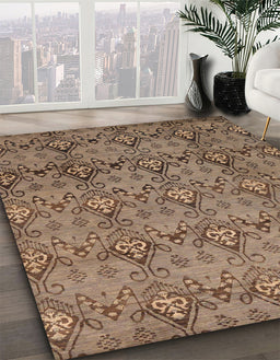 Machine Washable Abstract Orange Brown Rug in a Family Room, wshabs224