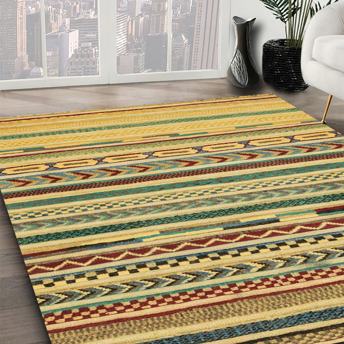Machine Washable Abstract Gen Brown Yellow Rug in a Family Room, wshabs2250
