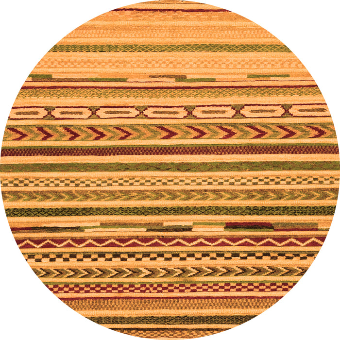 Round Machine Washable Oriental Orange Modern Area Rugs, wshabs2250org
