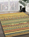 Abstract Golden Brown Yellow Oriental Rug in Family Room, abs2250