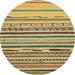 Round Abstract Golden Brown Yellow Oriental Rug, abs2250