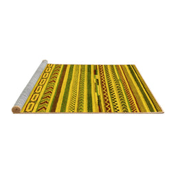 Sideview of Machine Washable Oriental Yellow Modern Rug, wshabs2250yw