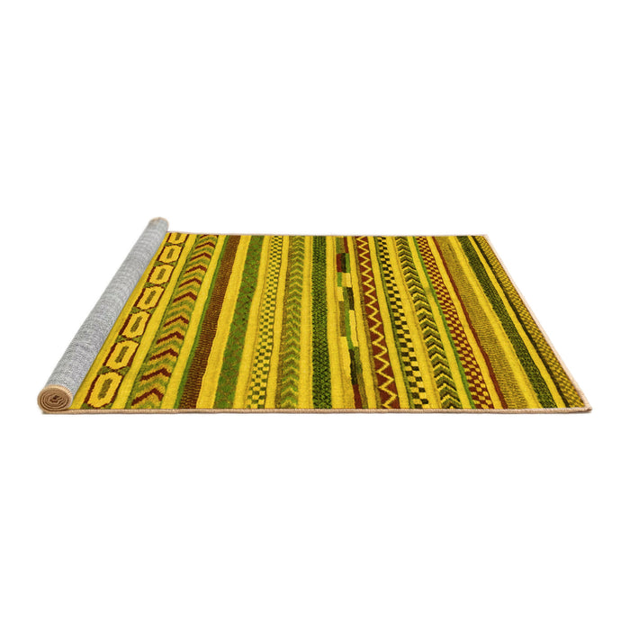 Sideview of Machine Washable Oriental Yellow Modern Rug, wshabs2250yw