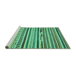 Sideview of Machine Washable Oriental Turquoise Modern Area Rugs, wshabs2250turq
