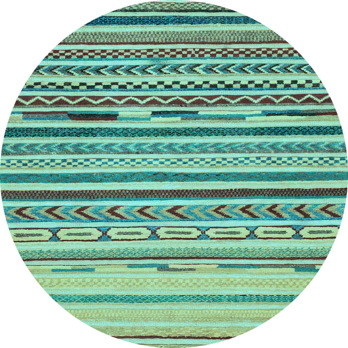 Round Machine Washable Oriental Light Blue Modern Rug, wshabs2250lblu